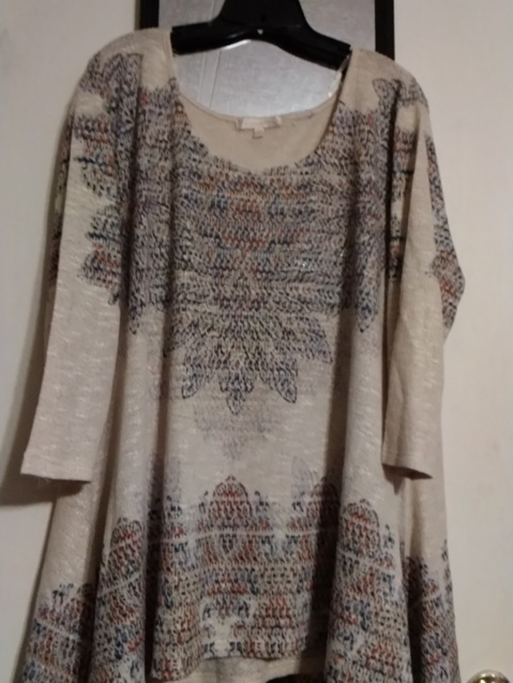 G Collection Cream Sequin Knit Top - Sparkle Detail